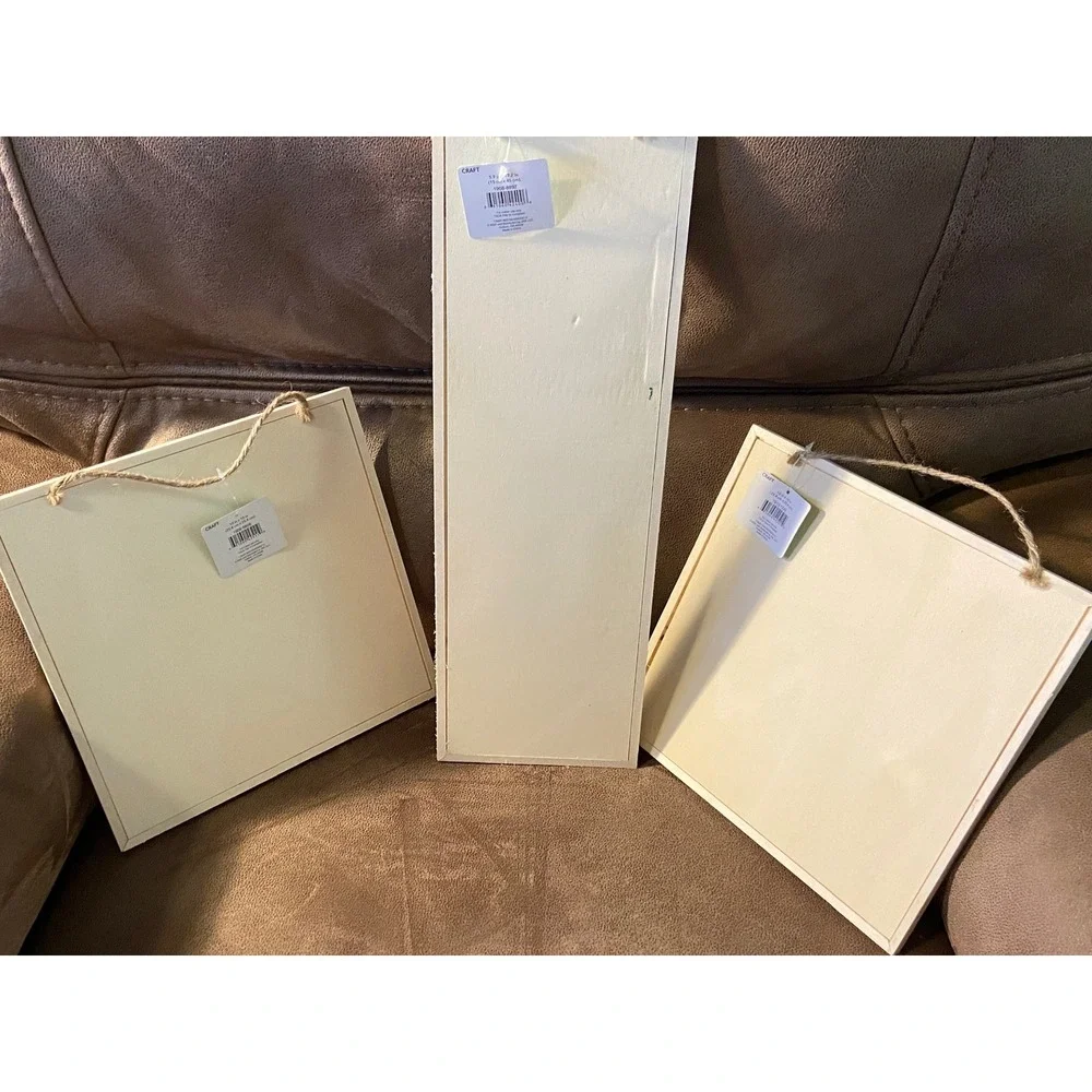 JAS Craft Easter Wood Wall Decor 3pc Set Bunny Duck Sign White Neutral Modern